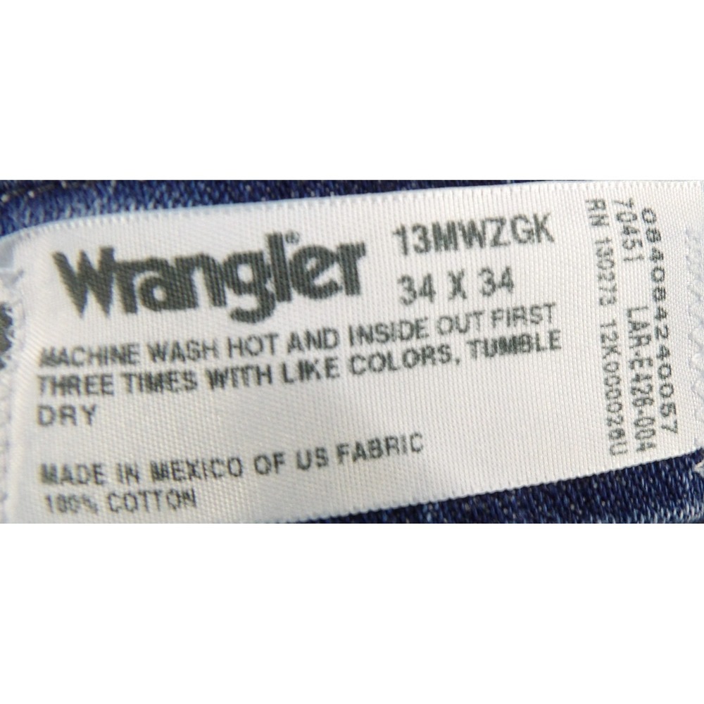 VTG Wrangler 13MWZGK Cowboy Cut Y2K Bootcut Denim Jeans Men W34xL34 Cotton Blue - Picture 3 of 16